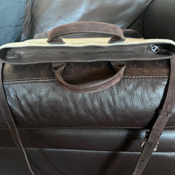 Pendleton Tote Bag * Leather & Wool * Multi-colored Stripes - Picture 10 of 12